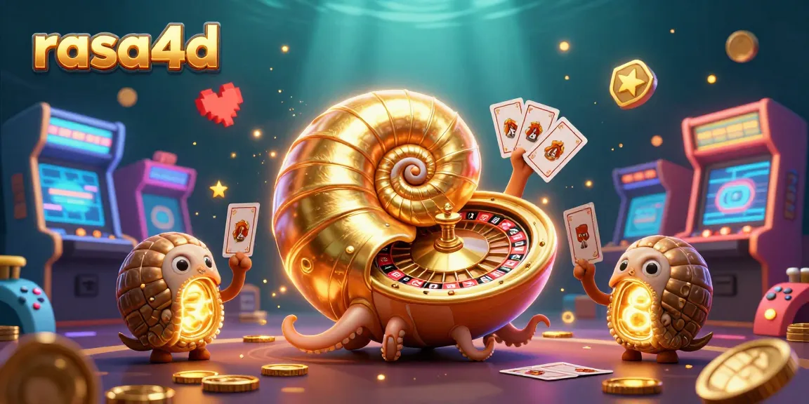 Rasa4D menampilkan nautilus 3D bersinar dengan simbol slot dan elemen kasino berwarna-warni