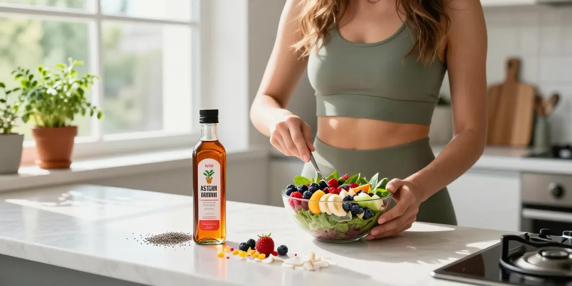 Healthy smoothie bowl preparation featuring vegan astaxanthin for a vibrant breakfast.