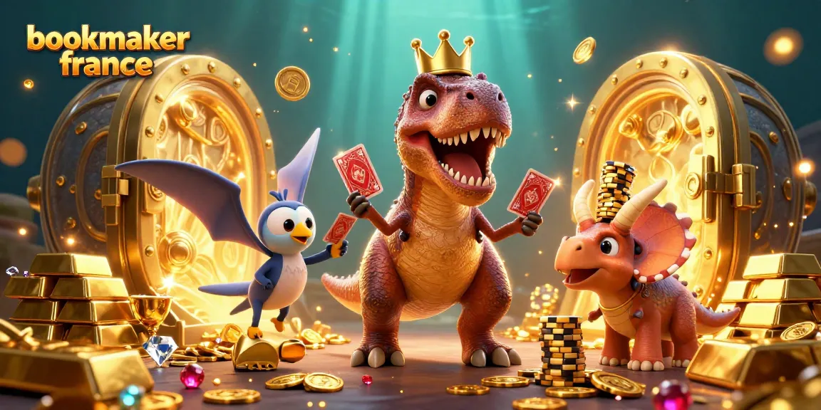 Le T-Rex couronne d'or cherche à mélanger des cartes en tant qu'assistant pterodactyle pour bookmaker France.