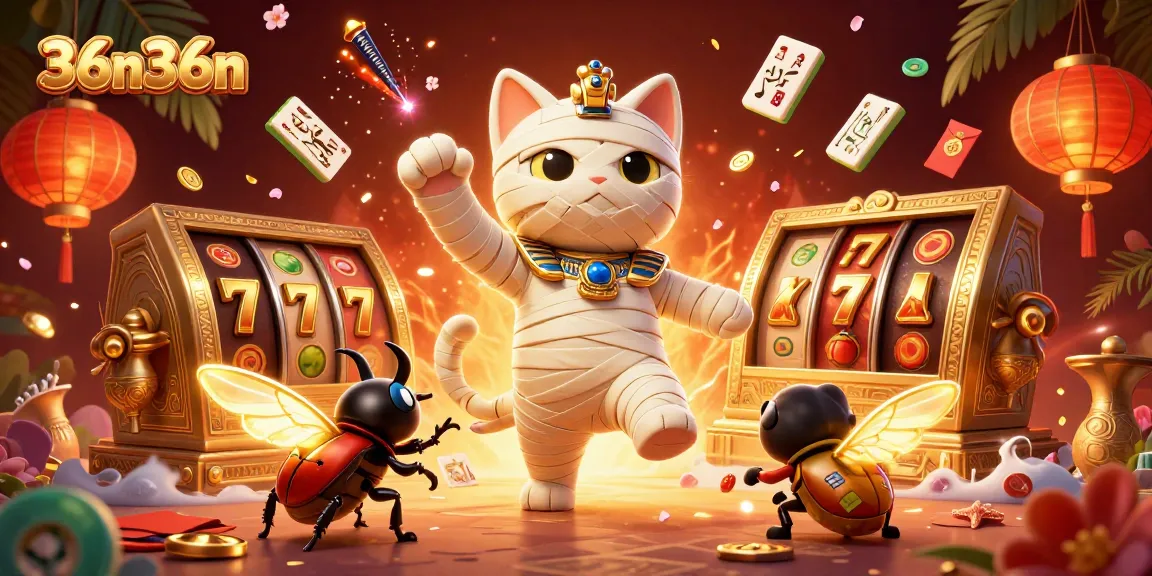 Engage with the vibrant 36n36n casino realm as a mummy cat and scarab beetle animate your jackpot dreams.