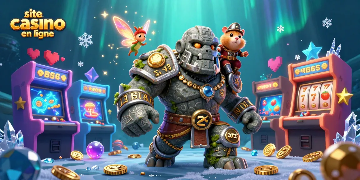Jouez sur un site casino en ligne avec des personnages fantastiques et des machines à sous colorées.