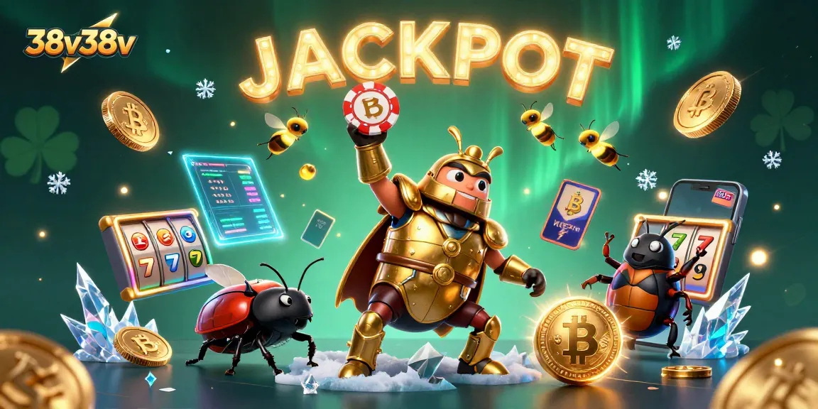 Explore a emoção do cassino com 38v38v e o jackpot, um besouro hercúleo em pose de vitória.