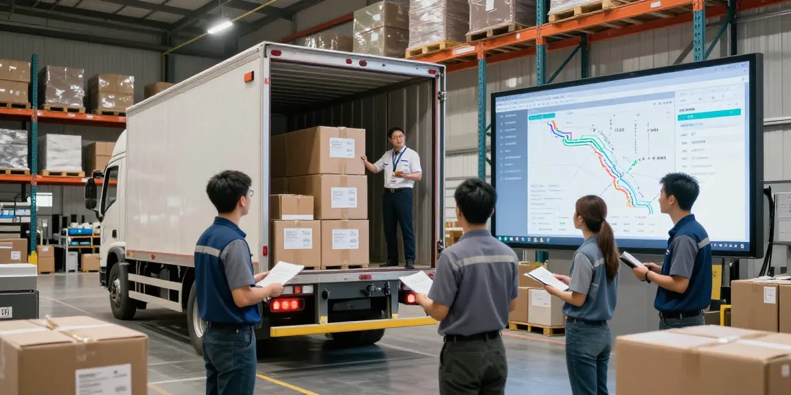 Effizienter europaweiter Transport von Dortmund mit einem Team im Logistikzentrum.