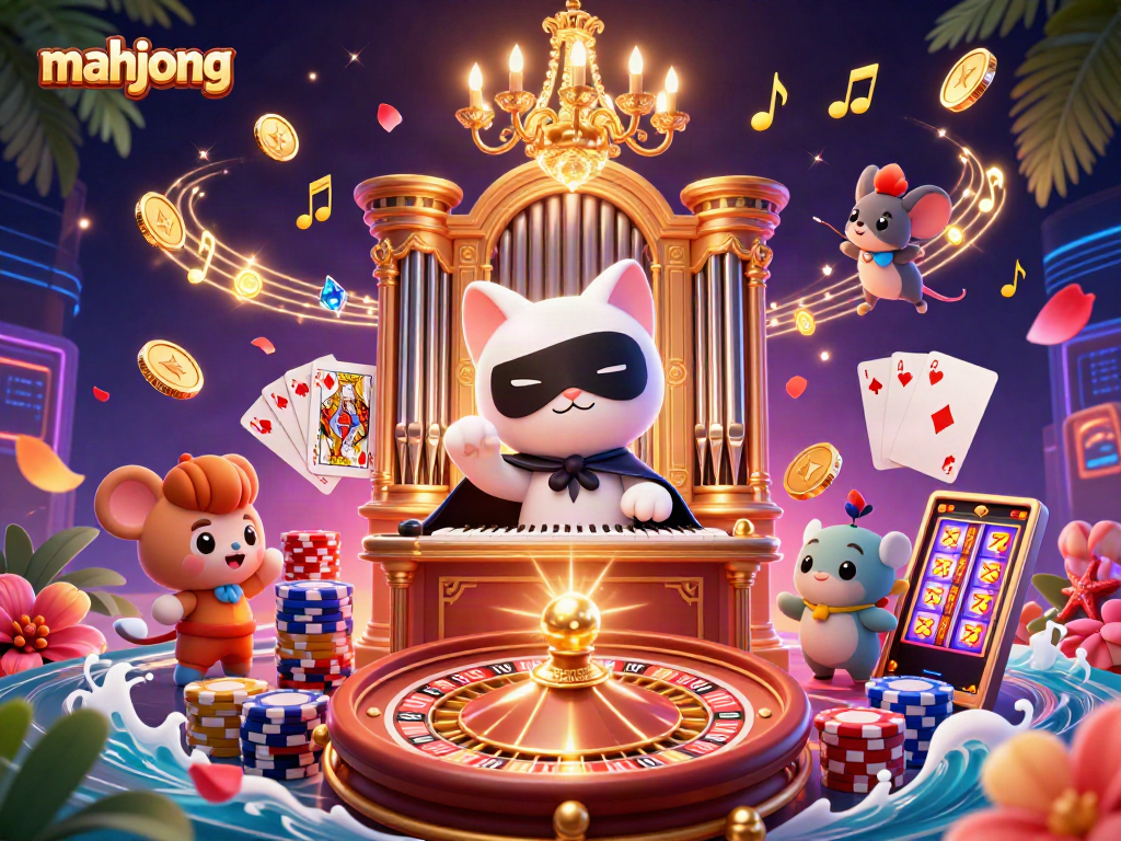 Experience thrilling mahjong gameplay amidst vibrant casino elements and dynamic characters.