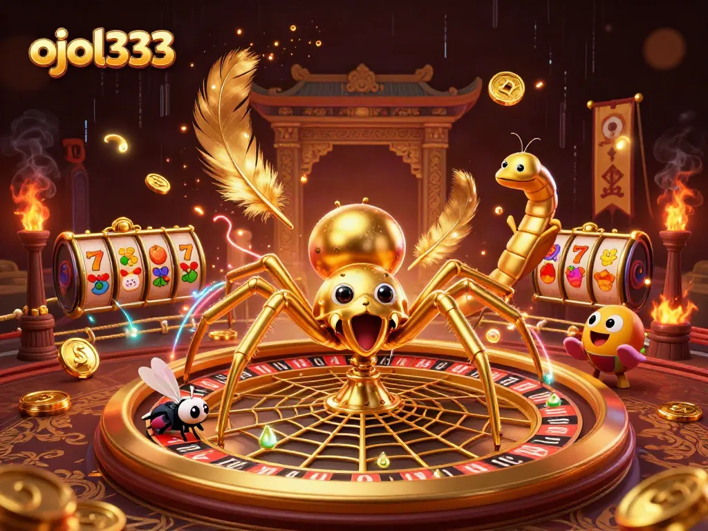 Engage with ojol333's thrilling gambling scene featuring a golden spider and centipede croupier.