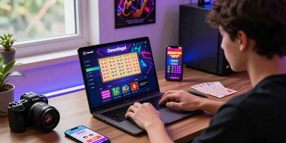 Dewatogel user's engaging online lottery experience in a modern gaming setup.