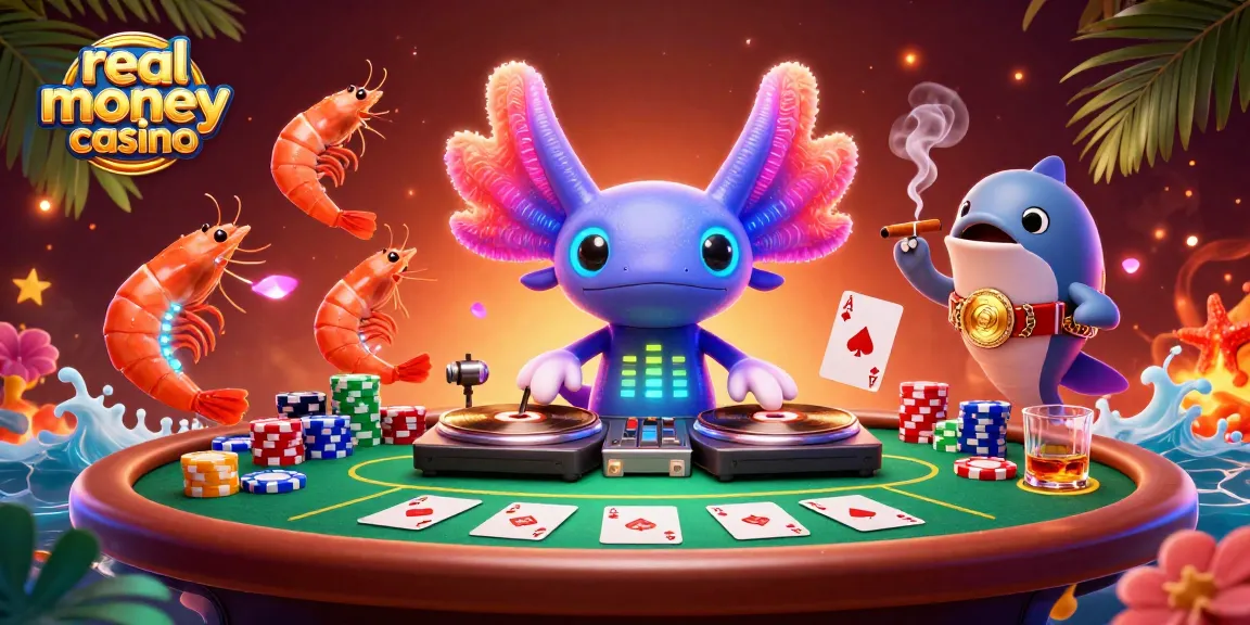 Engage in the exciting real money casino world with vibrant characters and poker-themed elements