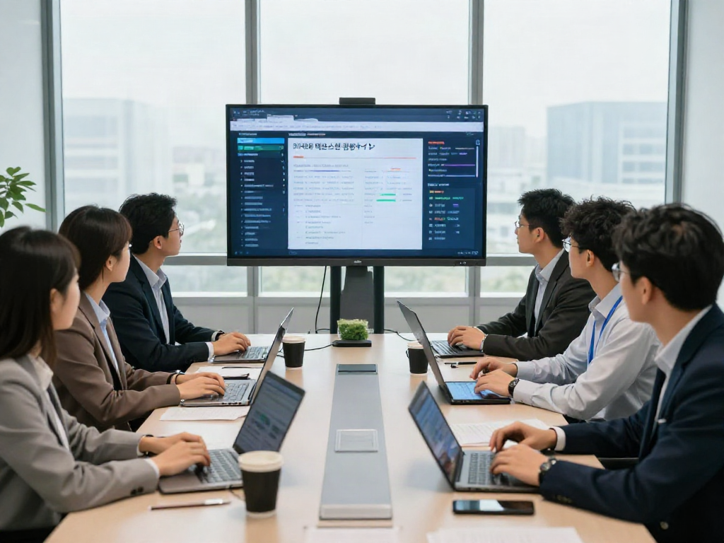 Collaboration on 먹튀스팟 검증사이트 strategy in a modern office setting