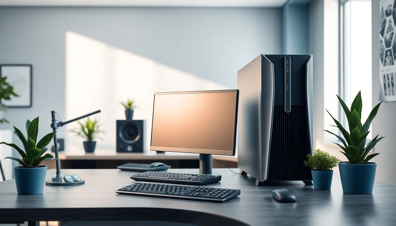 Επαγγελματικός υπολογιστής PC ανακατασκευασμένος σε σύγχρονο γραφείο με μοντέρνα στοιχεία.