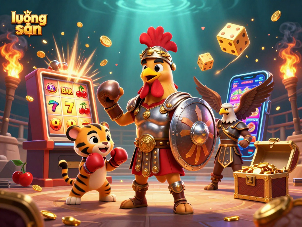Experience thrilling lương sơn gaming in this vibrant 3D casino illustration showcasing dynamic elements.