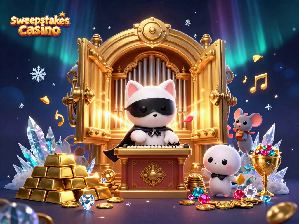 Experience the thrill of the sweepstakes casino with a vibrant 3D illustration of a whimsical scene.