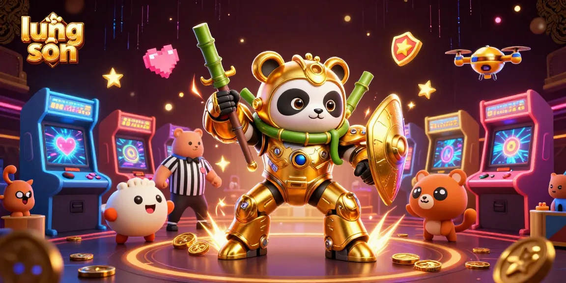 Experience thrilling gaming action with the vibrant lương sơn illustration featuring a mech-suit panda.