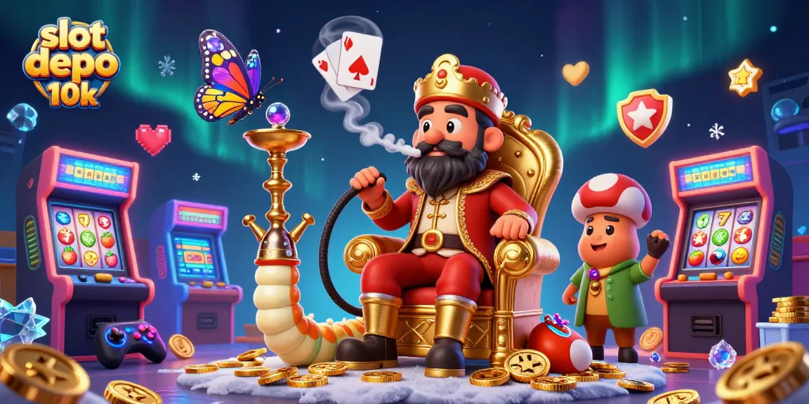 Simak permainan slot depo 10k dengan ilustrasi ceria yang menghidupkan suasana permainan kasino.