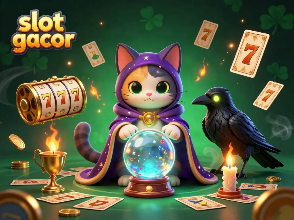 Experience the thrill of slot gacor with mystical characters and vibrant casino elements.