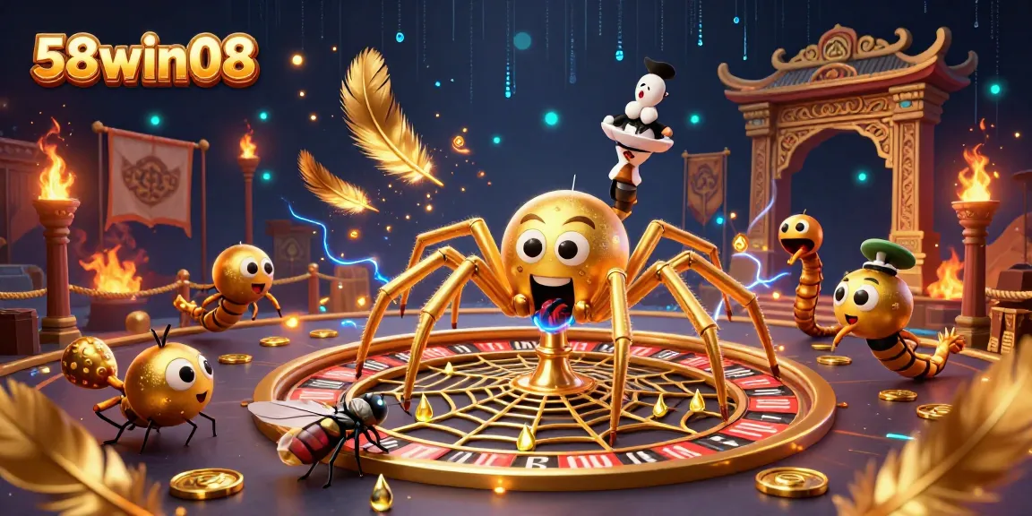 Spin the roulette with excitement at 58win08, featuring a unique scene of gambling characters and elements.