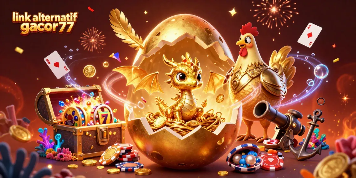 Aksi seru bermain di link alternatif gacor77 dengan karakter menarik dan detail berkilau dalam ilustrasi 3D.