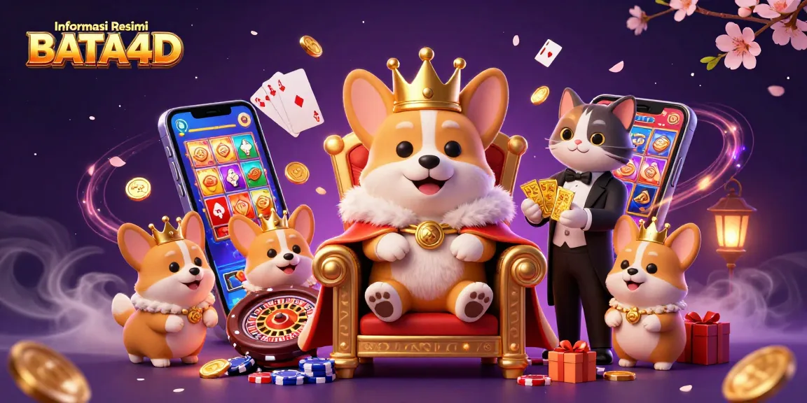 Engage with Informasi Resmi BATA4D as royal corgi characters enjoy vibrant casino fun.